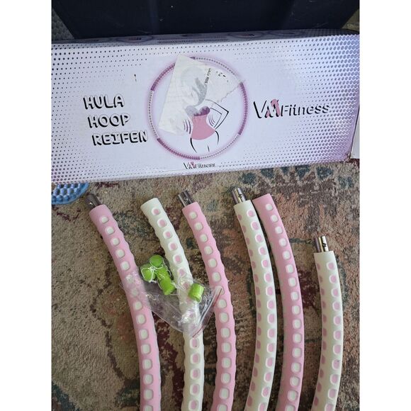 NIB-Overstock Europe - Pink & Cream Exercise Hula Hoop - Picture 2 of 9
